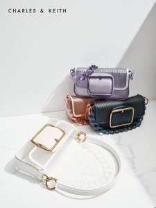 Designer chunky acrylic handle crossbody strap bag