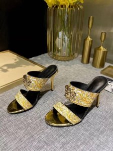 Designer retro print ladies stiletto mule