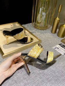 Designer retro print ladies stiletto mule