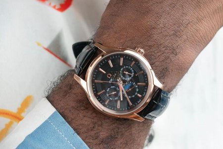 Black leather watch
