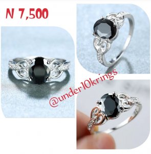 Silver and black engagement ring