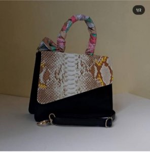 Double leather handbag