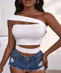 One shoulder lace up top