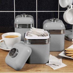 Ideal for coffee, tea and sugar storage.