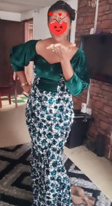 Green sequence long dress