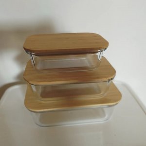 Bamboo lid food storage containers