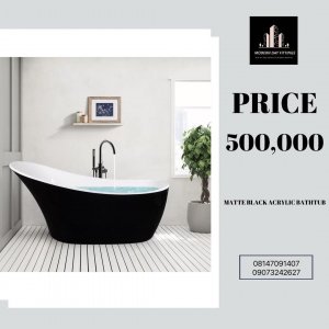 Matte black acrylic bathtub