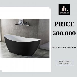 Matte black acrylic bathtub