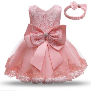 Lace bow gown and headband