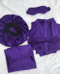 Sleep set (satin rope, satin pillow case, hair bonnet, and eye mask)