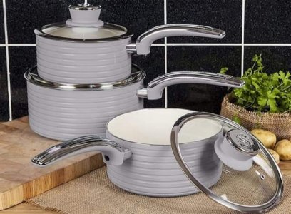 Ceramic coating non stick 3pcs set of pot
