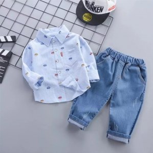 Boys Car print shirt and denim shirt
