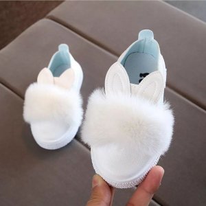 Kids fluffy bunny sneakers
