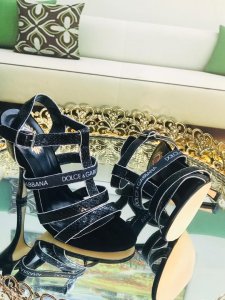 Black Leather Reptile Strappy Heeled Sandals