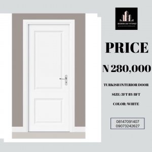 Turkish interior door, 3ft by 8ft, white