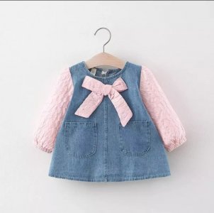 Kids bow denim dress