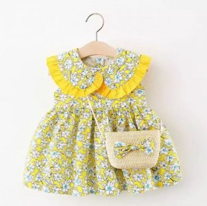 Girls round Cape dress and sunflower bag