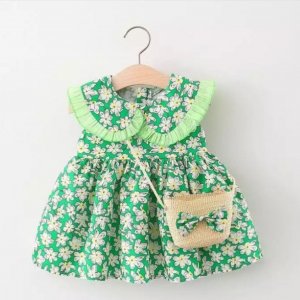 Girls round Cape dress and sunflower bag