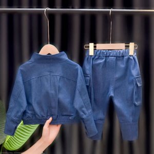 Kids DENIM STYLE MULTI-POCKET SHIRT & PANTS 2PIECE SET