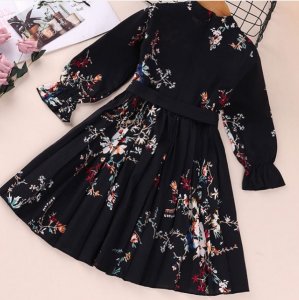 Kids long sleeve full pleats dress