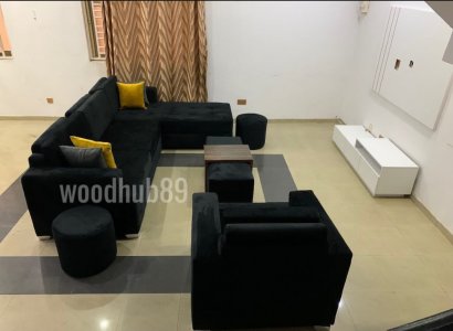 L shape sofa/single, and three pieces of ottoman set.