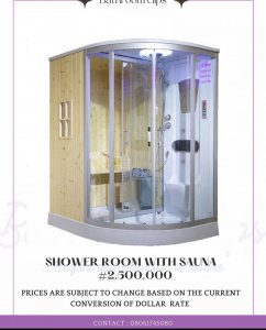 Shower room with sauna