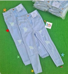 Girls blue shredded skinny jeans
