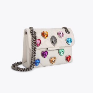 Mini Crystal Embellished heart-gem leather bag