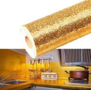 Gold kitchen wallpaper