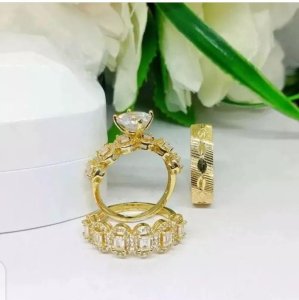 Golden sparkling wedding rings