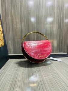 Croc-Effect Circle Clutch purse