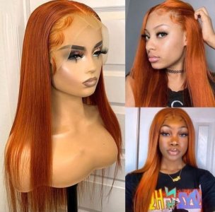 Full frontal orange human hair wig 30"