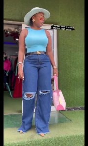 Luxury Ripped Buttons Mum's Denim Pant