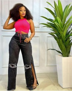 Luxury Ripped Buttons Mum's Denim Pant