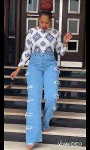 Luxury Side Ripped Mum's Denim Pant