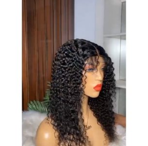 Human hair, deep curls closure wig