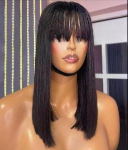 14' closure fringe wig, human hair
